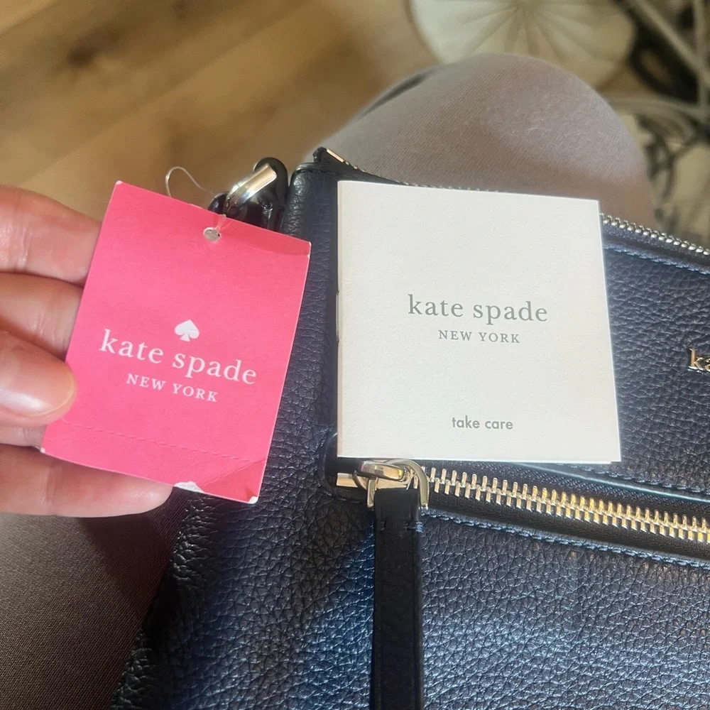 🛑 1 hour sale. NWT. Kate Spade, Blue Leather Crossbody Bag, silver tone hardware - Picture 8 of 9